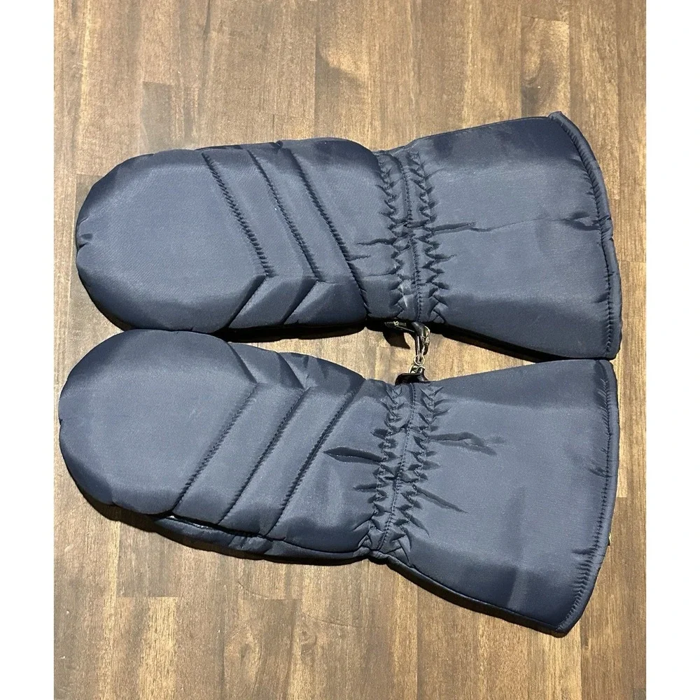 Polaris Snowmobile Mittens Navy Adult Medium Padded Leather Palm & Nylon Vintage